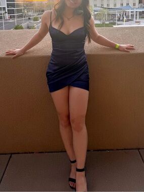 Windsor Navy Strappy Ruched Mini Dress